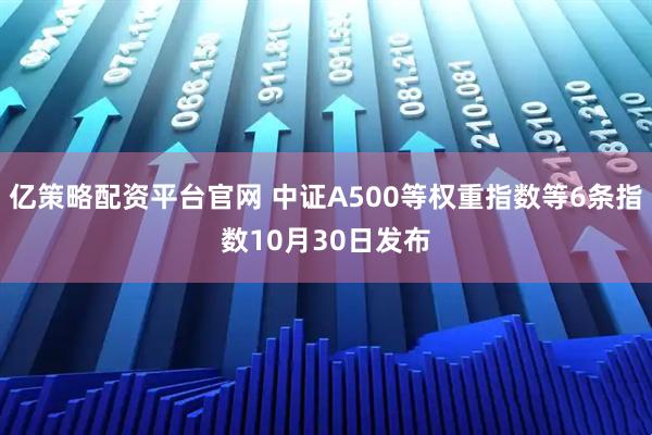 亿策略配资平台官网 中证A500等权重指数等6条指数10月30日发布