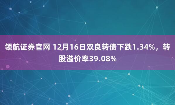 领航证券官网 12月16日双良转债下跌1.34%，转股溢价率39.08%
