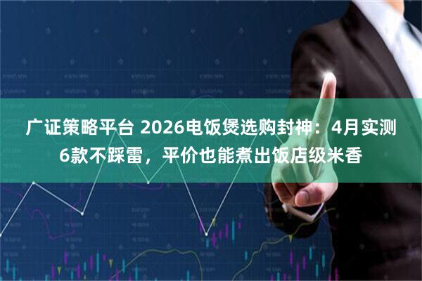 广证策略平台 2026电饭煲选购封神：4月实测6款不踩雷，平价也能煮出饭店级米香